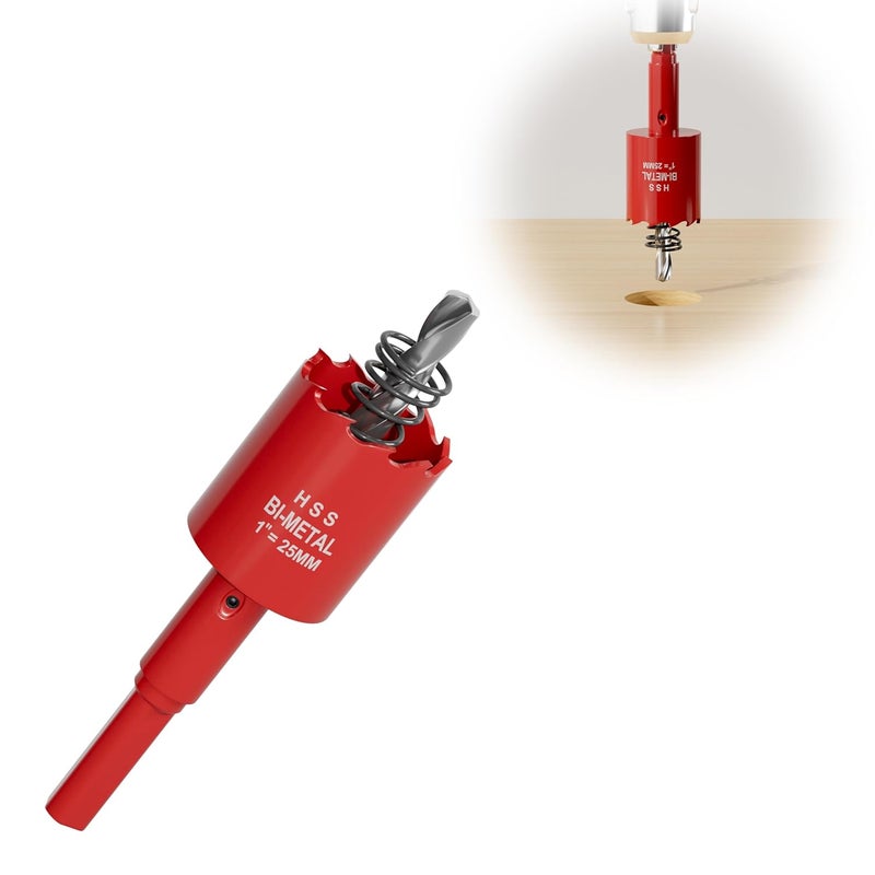 FIVELAKE 1" (25mm) Bi-Metal M42 High Speed Steel Hole Saw with Pilot Drill Bit, Smooth Cutting Edge for PVC, Drywall, Wood, Plastic, Gypsum Board, Rubber, Thin Metal - Image 1